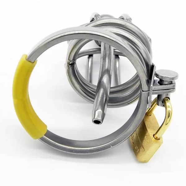 Stainless Steel Male Chastity Device with Catheter Cock Ring Bird - SMCock