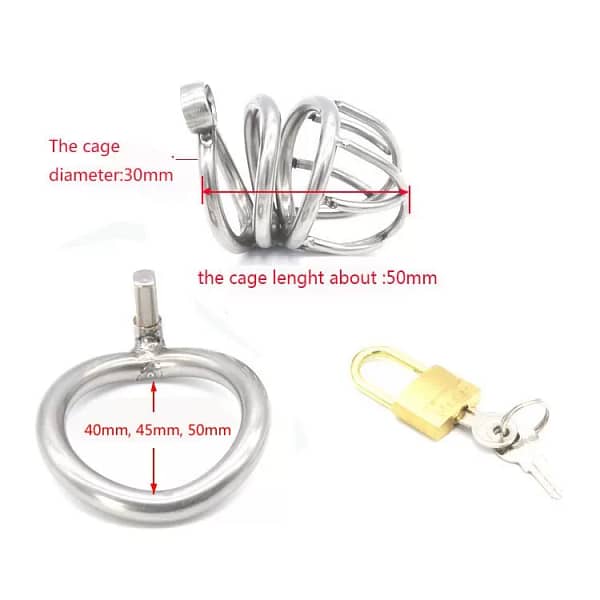 Male Chastity Device Bird Lock Stainless Steel Cock Cage 50mm Lenght - SMCock