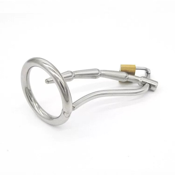 Male Chastity Device with Urinary Plug Lock Cock Ring - SMCock