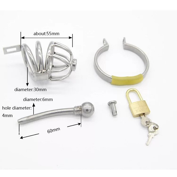 Stainless Steel Male Chastity Device with Catheter New - SMCock